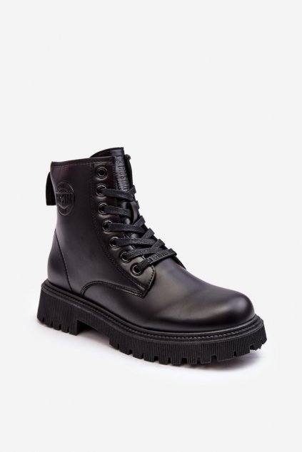 Členkové topánky na podpätku  čierne kód obuvi MM274375 CZARNE