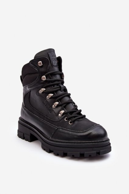 Členkové topánky na podpätku farba čierna kód obuvi MM274663 CZARNY