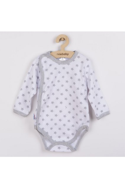 Dojčenské body celorozopínacie New Baby Classic II sivé s hviezdičkami