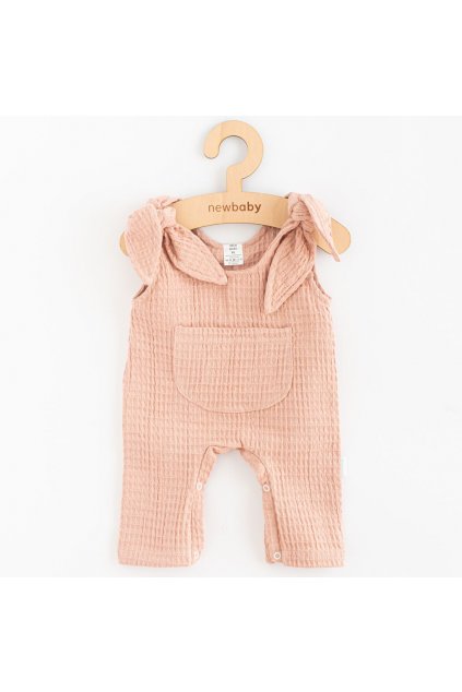 Dojčenské mušelínové zahradníčky New Baby Comfort clothes ružová