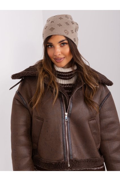 Dámske Čiapka farba Tmavo-béžová kód AT-CZ-2325.85 (Farba Tmavo-béžová, Veľkosť ONE SIZE)