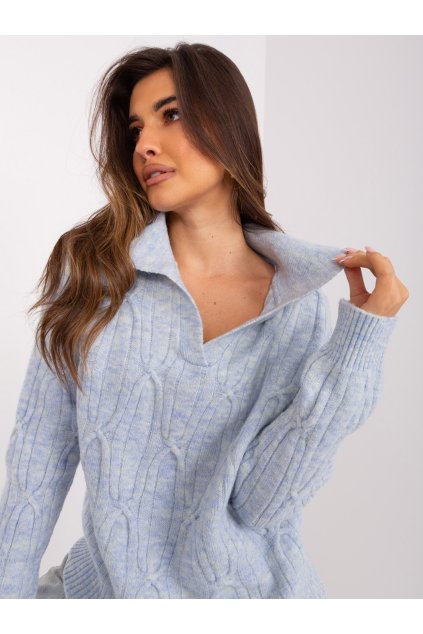 Dámsky sveter farba Modrá kód AT-SW-2349-2.27 (Farba Modrá, Veľkosť ONE SIZE)