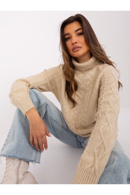 Dámsky sveter farba Béžová kód AT-SW-2355-2.12P (Farba Béžová, Veľkosť ONE SIZE)