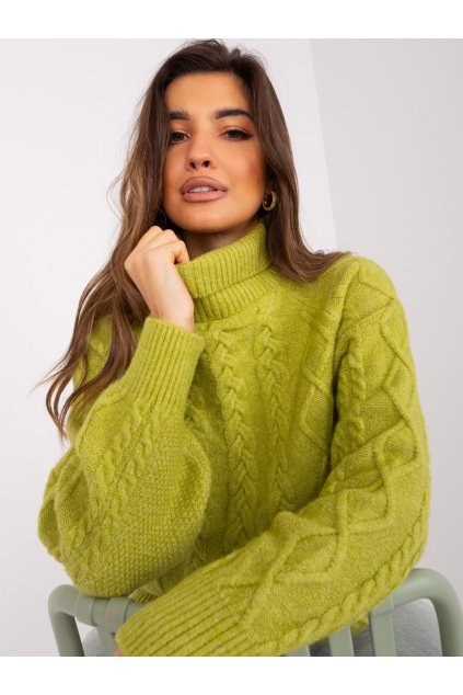 Dámsky sveter farba Olivová kód AT-SW-2355-2.30X (Farba Olivová, Veľkosť ONE SIZE)