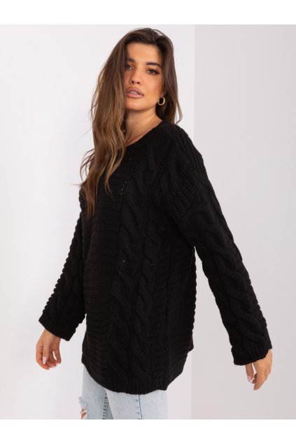 Dámsky sveter farba Čierna kód BA-SW-8047.92P (Farba Čierna, Veľkosť ONE SIZE)