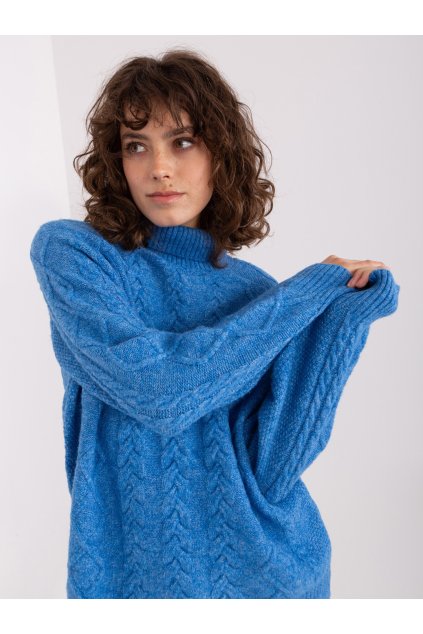 Dámsky sveter farba Modrá kód AT-SW-2355-2.19P (Farba Modrá, Veľkosť ONE SIZE)