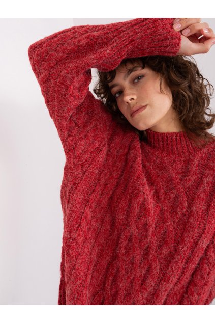 Dámsky sveter farba Tmavo-červená kód AT-SW-2363-2.04P (Farba Tmavo-červená, Veľkosť ONE SIZE)