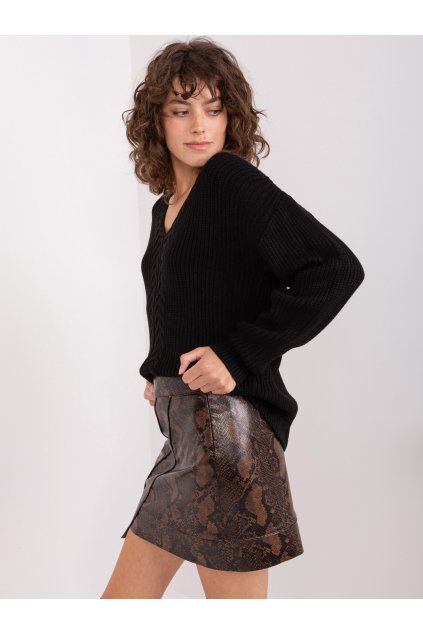 Dámsky sveter farba Čierna kód BA-SW-8028.77 (Farba Čierna, Veľkosť ONE SIZE)