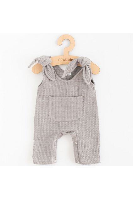 Dojčenské mušelínové zahradníčky New Baby Comfort clothes sivá