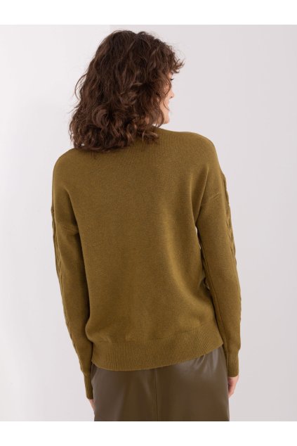 Dámsky sveter farba Khaki kód AT-SW-2340.10 (Farba Khaki, Veľkosť ONE SIZE)
