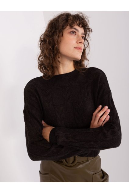 Dámsky sveter farba Čierna kód AT-SW-2340.22 (Farba Čierna, Veľkosť ONE SIZE)