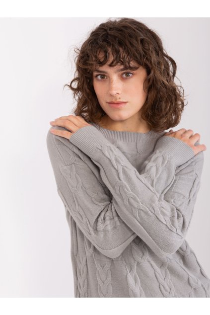 Dámsky sveter farba Sivá kód AT-SW-2340.80 (Farba Sivá, Veľkosť ONE SIZE)