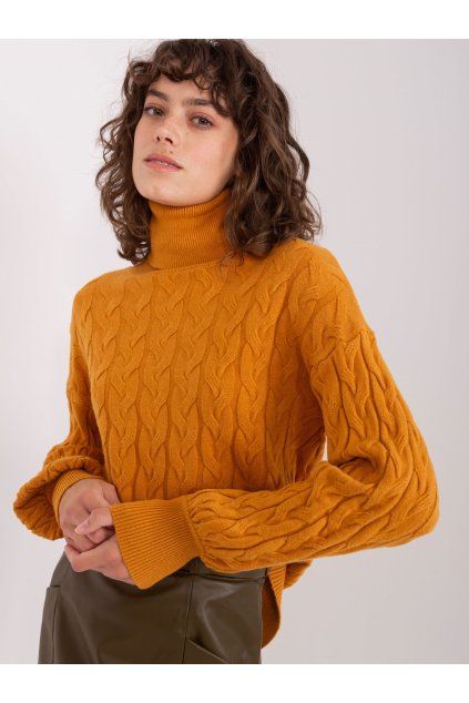 Dámsky sveter farba Tmavo-žltá kód AT-SW-2348.93 (Farba Tmavo-žltá, Veľkosť ONE SIZE)