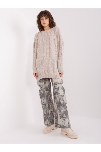 Dámsky sveter farba Béžová kód BA-SW-8010-1.37X (Farba Béžová, Veľkosť ONE SIZE)