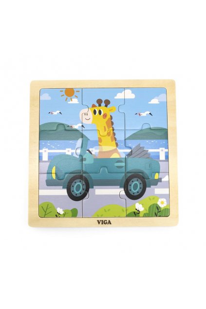 Drevené puzzle pre najmenších Viga 9 ks Auto