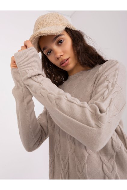Dámsky sveter farba Béžová kód AT-SW-2340.43 (Farba Béžová, Veľkosť ONE SIZE)