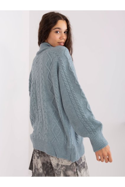 Dámsky sveter farba Sivo-modrá kód AT-SW-2355-2.12P (Farba Sivo-modrá, Veľkosť ONE SIZE)