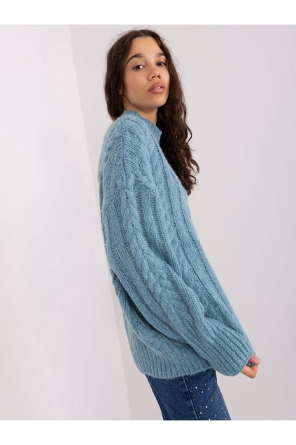 Dámsky sveter farba Modrá kód AT-SW-2363-2.30 (Farba Modrá, Veľkosť ONE SIZE)