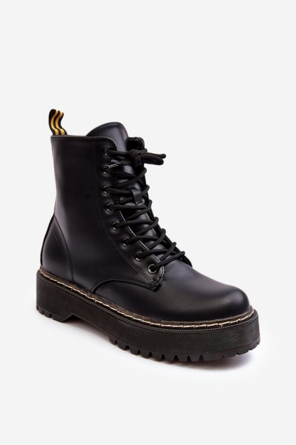 Členkové topánky na podpätku farba čierna kód obuvi S-675 BLACK