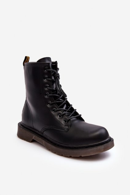 Členkové topánky na podpätku  čierne kód obuvi HD055-185 BLACK