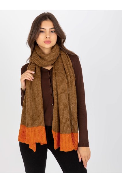 Dámsky šál farba hnedá camel Fact - naj AT-SZ-1942.94P (Farba Hnedá camel, Veľkosť ONE SIZE)