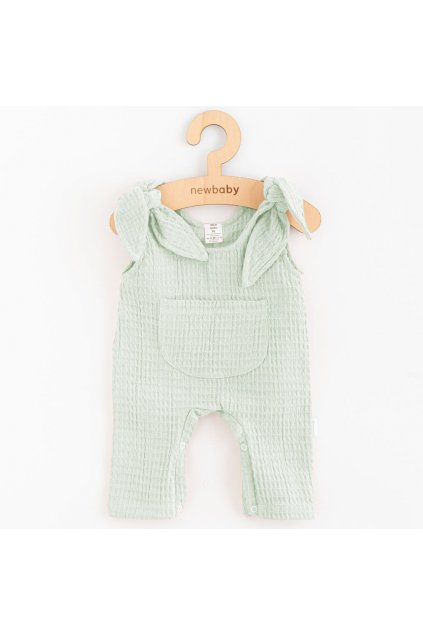 Dojčenské mušelínové zahradníčky New Baby Comfort clothes šalviová