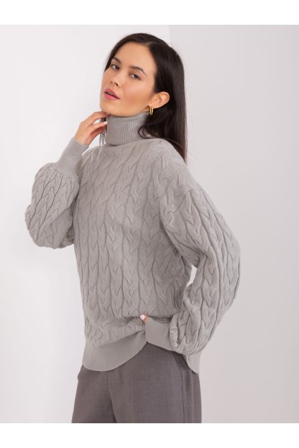 Dámsky sveter farba Sivá kód AT-SW-2348.88 (Farba Sivá, Veľkosť ONE SIZE)