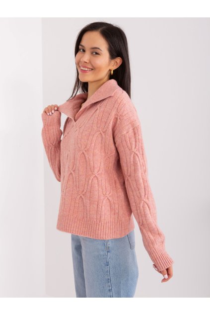 Dámsky sveter farba Tmavo-ružová kód AT-SW-2349-2.96 (Farba Tmavo-ružová, Veľkosť ONE SIZE)