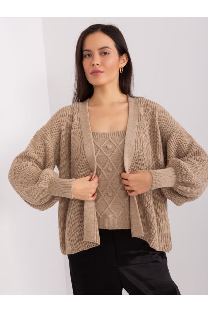 Dámske Komplet farba Tmavo-béžová kód BA-KMPL-8019.20 (Farba Tmavo-béžová, Veľkosť ONE SIZE)