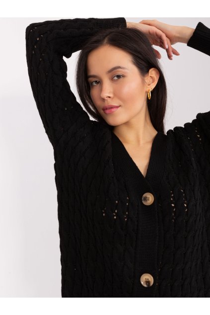 Dámsky sveter farba Čierna kód BA-SW-8036-1.80P (Farba Čierna, Veľkosť ONE SIZE)