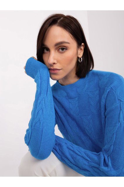 Dámsky sveter farba Modrá kód AT-SW-2340.10 (Farba Modrá, Veľkosť ONE SIZE)