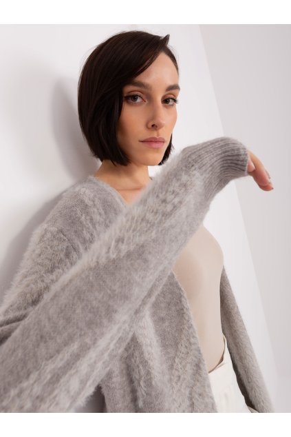 Dámsky sveter farba Sivá kód AT-SW-234501.00P (Farba Sivá, Veľkosť ONE SIZE)