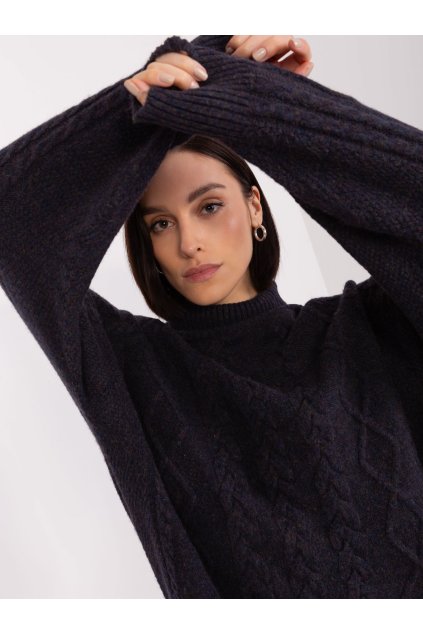Dámsky sveter farba Čierna kód AT-SW-2355-2.30X (Farba Čierna, Veľkosť ONE SIZE)