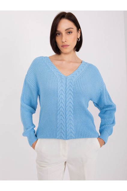 Dámsky sveter farba Svetlo-modrá kód BA-SW-8028.32 (Farba Svetlo-modrá, Veľkosť ONE SIZE)
