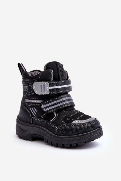 Detské členkové topánky  čierne kód obuvi MM374129 CZARNE