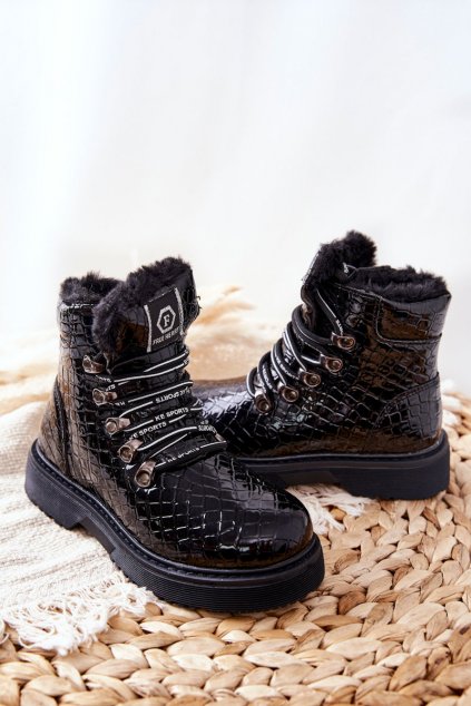 Detské členkové topánky  čierne kód obuvi 21DZ23-4317 BLK
