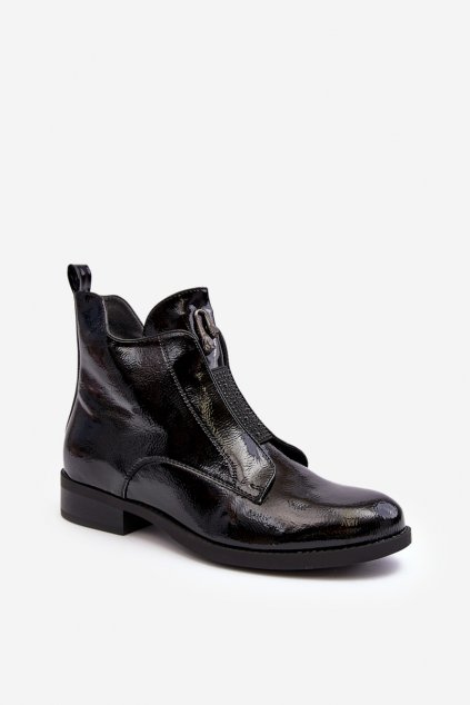Členkové topánky na podpätku  čierne kód obuvi MR75-120 BLACK