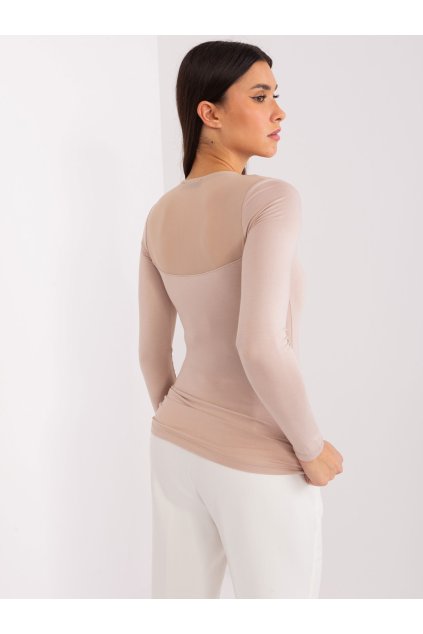 Dámska blúzka s dlhým rukávom tmavo-béžová RV-BZ-9202.10X