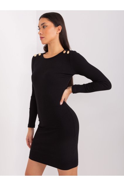 Dámske čierne šaty vypasované kód produktu RV-SK-9219.13P