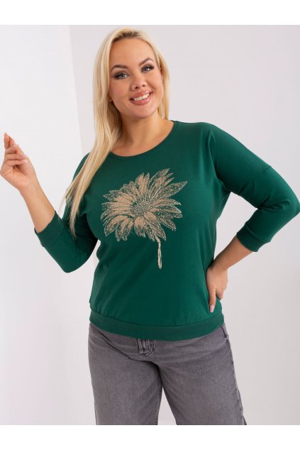 Dámska blúzka plus size tmavo-zelená RV-BZ-9196.97