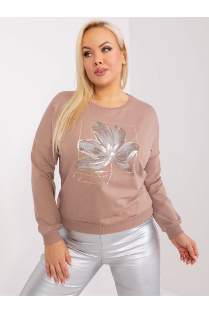 Dámska blúzka plus size tmavo-béžová RV-BZ-9240.36