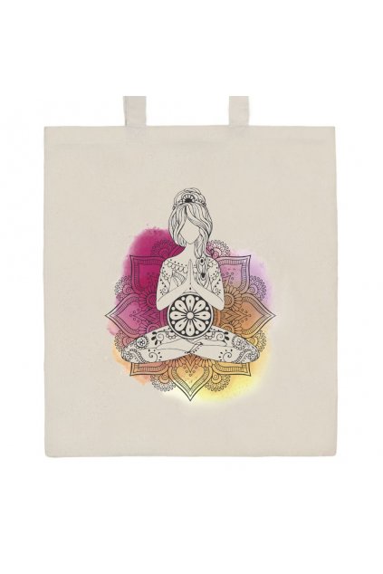 Bavlnená nákupná taška prírodná s potlačou New Baby Mandala