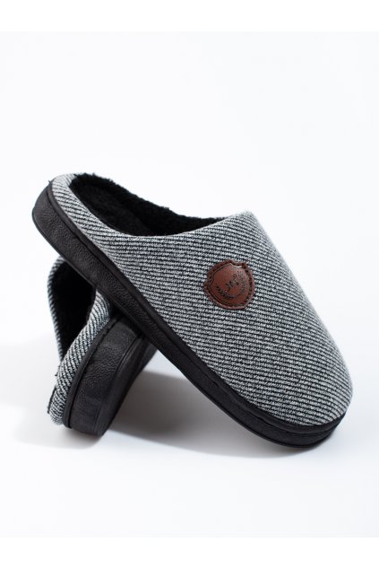 Sivé pánske papuče bez opätku podpätku Shelvt kod CCC -1- FA-138B