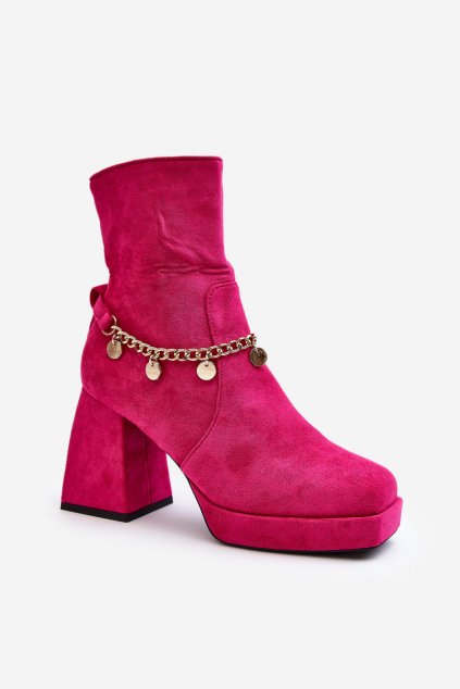 Členkové topánky na podpätku  ružové kód obuvi 168-500 PEACH