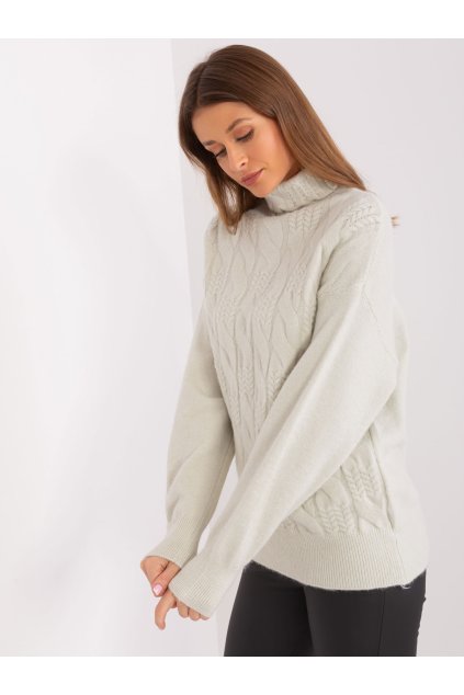 Dámsky sveter farba Pistáciová kód AT-SW-23401.97P (Farba Pistáciová, Veľkosť ONE SIZE)