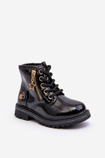 Detské členkové topánky farba čierna kód obuvi 23DZ23-6593 BLACK