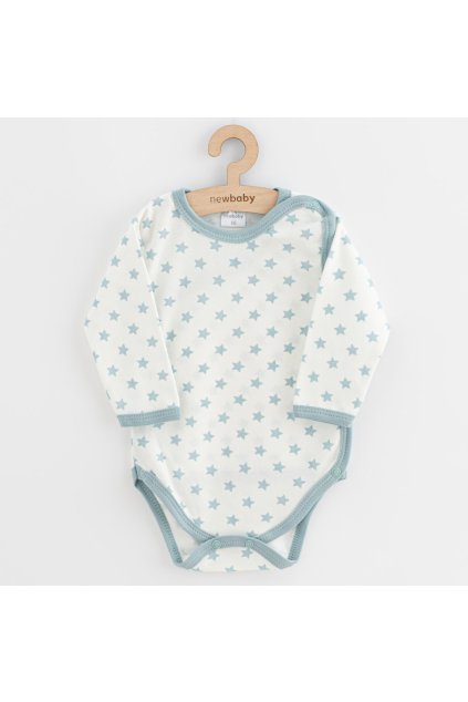 Dojčenské body celorozopínacie New Baby Classic II hviezdy mátové