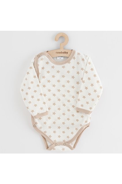 Dojčenské body celorozopínacie New Baby Classic II hviezdy béžové