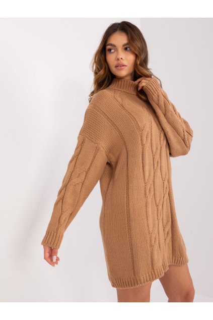 Dámske hnede camel šaty pletene dizajnove kód produktu LC-SK-1561.72P