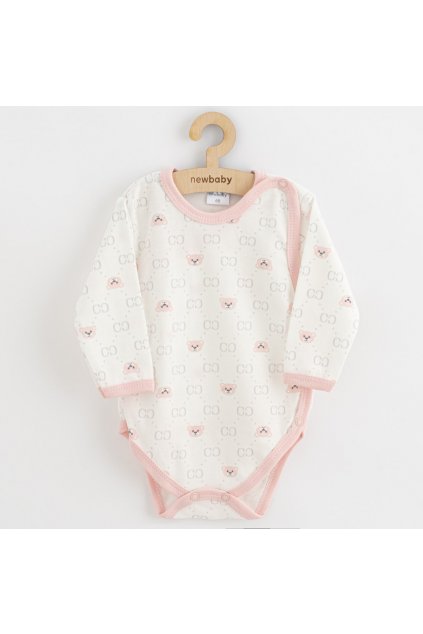 Dojčenské body celorozopínacie New Baby Classic II medvedík ružový